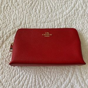 Coach red leather cosmetic bag
